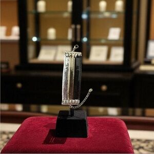 Tricolor Silvertone, Goldtone and Black Chain Bracelet